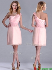 Exquisite One Shoulder Side Zipper Prom Dress in Baby Pink
