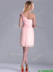 Exquisite One Shoulder Side Zipper Prom Dress in Baby Pink