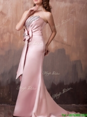 Gorgeous Mermaid Brush Train Prom Dress with Beading and Bowknot
