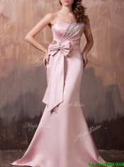 Gorgeous Mermaid Brush Train Prom Dress with Beading and Bowknot