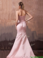 Gorgeous Mermaid Brush Train Prom Dress with Beading and Bowknot