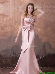 Gorgeous Mermaid Brush Train Prom Dress with Beading and Bowknot