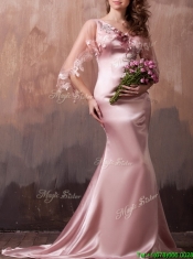 Gorgeous Mermaid V Neck Beaded Prom Dress with Brush Train