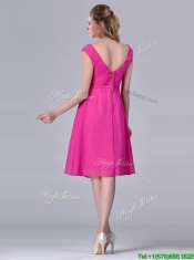 Hot Pink Empire Knee-length Chiffon Ruching Short Prom Dress for Graduation