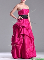 Hot Sale A Line Black Belt Prom Dress with Beaded Top and Bubbles