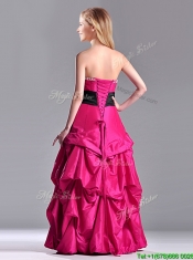 Hot Sale A Line Black Belt Prom Dress with Beaded Top and Bubbles