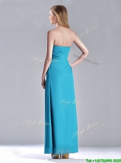 Hot Sale Ankle Length Hand Crafted Flower Dama Dress in Teal