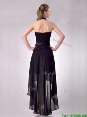Hot Sale Halter Top High Low High Low Prom Dress with Beading