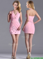 Latest Column Halter Top Prom Dress with Beading and Ruching