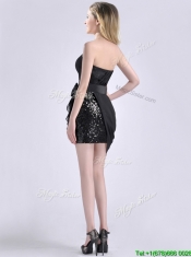 Lovely Column Bowknot Short Prom Dress in Chiffon and Sequins