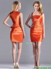 Lovely Column Square Side Zipper Short Prom Dress in Orange Red