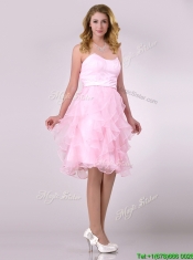 Lovely Empire Baby Pink Knee Length Prom Dress with Ruffles