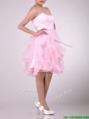 Lovely Empire Baby Pink Knee Length Prom Dress with Ruffles