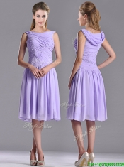 Lovely Empire Chiffon Lavender Dama Dress with Beading and Ruching