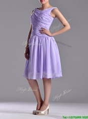 Lovely Empire Chiffon Lavender Dama Dress with Beading and Ruching