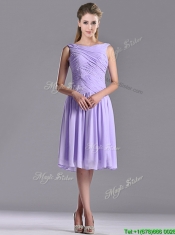 Lovely Empire Chiffon Lavender Dama Dress with Beading and Ruching