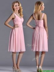 Lovely Empire V Neck Baby Pink Short Prom Dress with Beading Lovely Empire V Neck Baby Pink Short Prom Dress with Beading