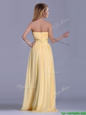 Lovely Empire Yellow Long Prom Dress with Beading and Ruching
