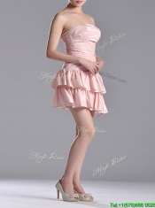 Low Price Ruffled Layers Short Dama Dress in Asymmetrical