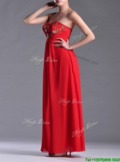 Luxurious Applique with Sequins Red Prom Dress in Ankle Length
