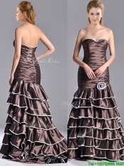 Luxurious Mermaid Ruffled Layers Prom Dress with Brush Train
