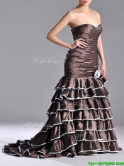 Luxurious Mermaid Ruffled Layers Prom Dress with Brush Train