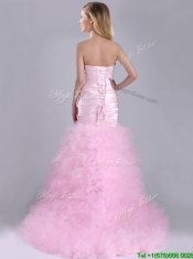 Luxurious Ruffled Taffeta and Tulle Prom Dress with Beading and Sequins