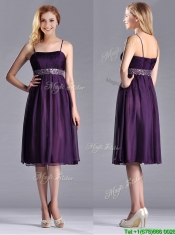 Modest Spaghetti Straps Beaded Chiffon Short Prom Dress in Purple Modest Spaghetti Straps Beaded Chiffon Short Prom Dress in Purple