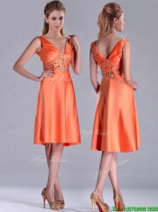 New Arrivals V Neck Beaded Short Prom Dress in Orange Red