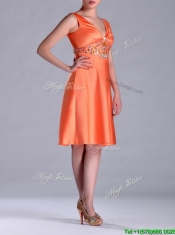 New Arrivals V Neck Beaded Short Prom Dress in Orange Red