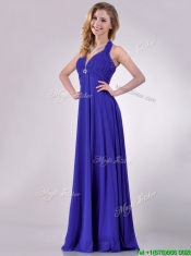 New Style Halter Top Zipper Up Long Prom Dress in Blue