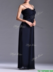 Simple Empire Straps Chiffon Ruching Navy Blue Prom Dress for Holiday