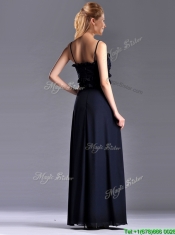 Simple Empire Straps Chiffon Ruching Navy Blue Prom Dress for Holiday