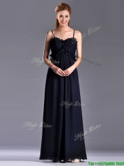Simple Empire Straps Chiffon Ruching Navy Blue Prom Dress for Holiday