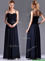 Simple Empire Straps Chiffon Ruching Navy Blue Prom Dress for Holiday