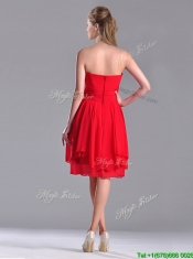 The Super Hot Strapless Empire Chiffon Ruched Prom Dress in Red