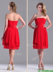 The Super Hot Strapless Empire Chiffon Ruched Prom Dress in Red The Super Hot Strapless Empire Chiffon Ruched Prom Dress in Red