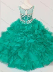 Exclusive Scoop Hot Pink Little Girl Pageant Dress with Beading and Ruffles