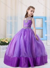 Fashionable Ball Gowns Scoop Side Zipper Little Girl Pageant Dress in Side Zipper