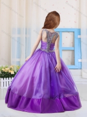 Fashionable Ball Gowns Scoop Side Zipper Little Girl Pageant Dress in Side Zipper