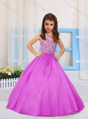 Most Popular Pincess Scoop Beaded Lilac Little Girl Pageant Dress