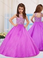 Most Popular Pincess Scoop Beaded Lilac Little Girl Pageant Dress