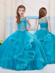 Pretty Ball Gowns Organza Beaded Side Zipper Little Girl Pageant Dress with Scoop
