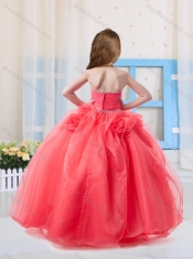 Pretty Halter Organza Beading Little Girl Pageant Dress in Coral Red