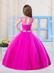 Beautiful Ball Gowns Scoop Fuchsia and Aqua Blue Mini Quinceanera Dress in Tulle