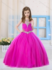 Beautiful Ball Gowns Scoop Fuchsia and Aqua Blue Mini Quinceanera Dress in Tulle
