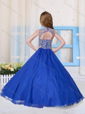 Beautiful Ball Gowns Straps Blue Mini Quinceanera Dress with Beading