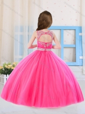 Beautiful Princess Pierced Hot Pink Mini Quinceanera Dress with Scoop