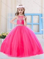 Beautiful Princess Pierced Hot Pink Mini Quinceanera Dress with Scoop