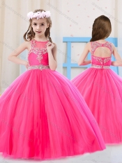 Beautiful Princess Pierced Hot Pink Mini Quinceanera Dress with Scoop